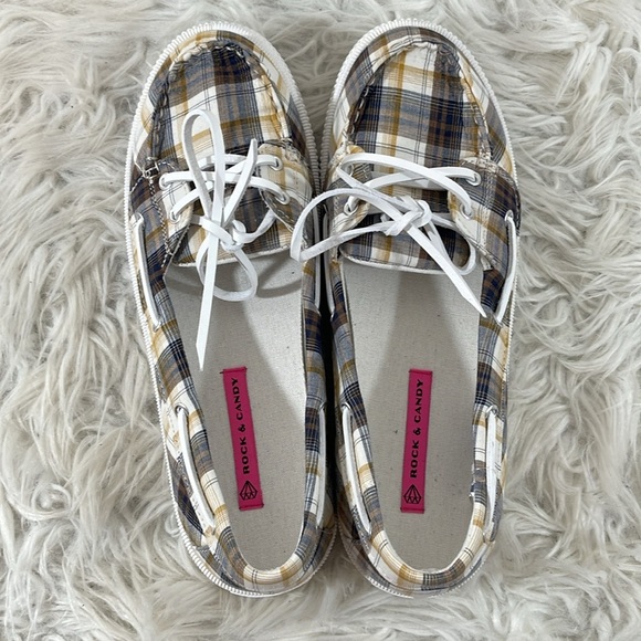 ROCK & CANDY Duffy Plaid Boat Shoes Loafers Size 10 - Picture 5 of 10